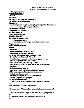 Đề cương học kỳ I môn Tiếng Anh Lớp 9 - Năm học 2013-2014